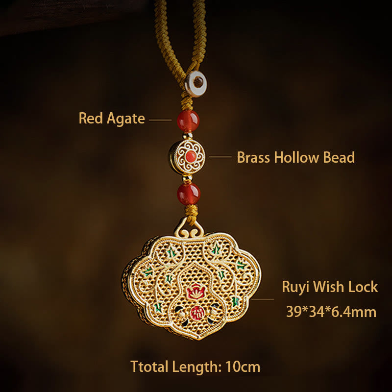 Porte-clés Buddha Stones Lock of Good Wishes Fu Character Lucky Blessing