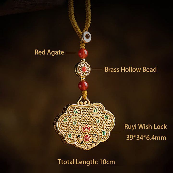 Porte-clés Buddha Stones Lock of Good Wishes Fu Character Lucky Blessing