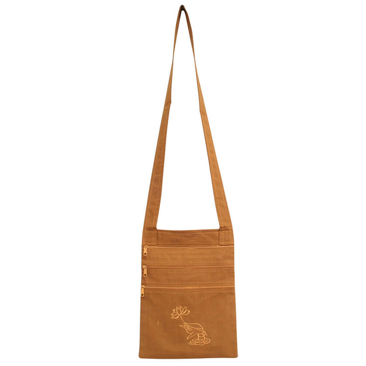 Sac à bandoulière en coton brodé Lotus pour pratique spirituelle