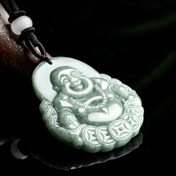 Collier pendentif en jade naturel et cuivre Bouddha rieur Buddha Stones de Bouddha - image 4