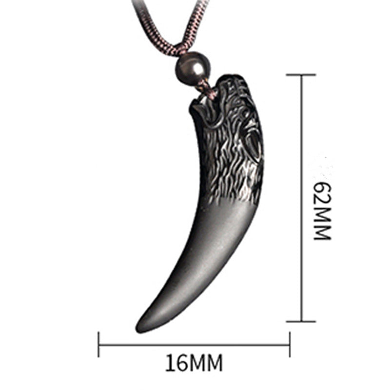 Buddha Stones Obsidienne noire naturelle Obsidienne de glace Obsidienne arc-en-ciel Motif dent de loup Collier force Pendentif
