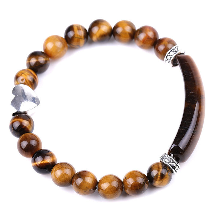 Bracelet unisexe en forme de cœur avec perles en cristal naturel