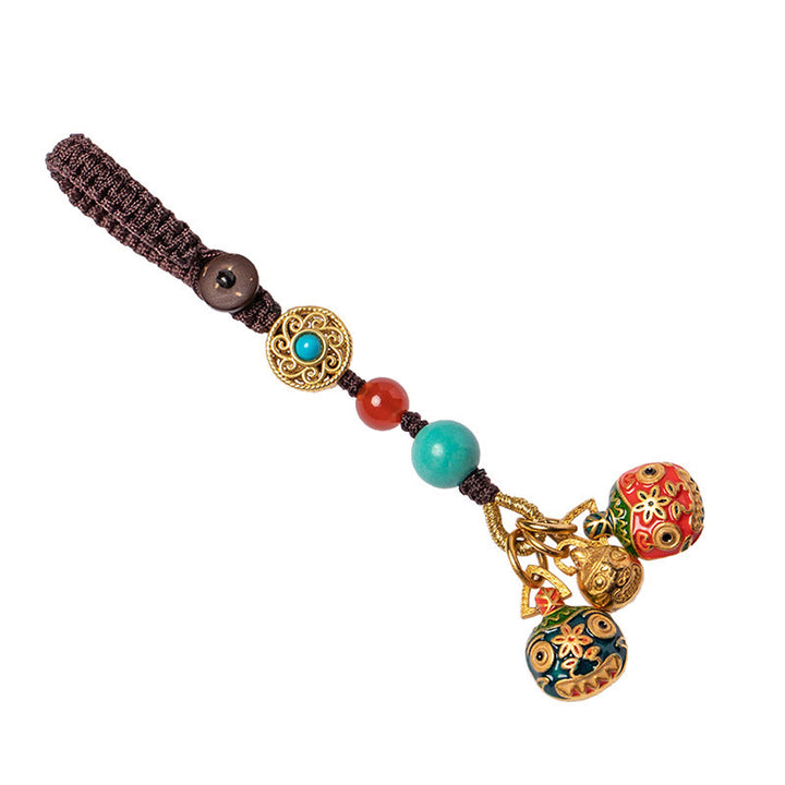 Porte-clés de voiture en forme de bête avaleuse dorée avec Buddha Stones , décoration à suspendre pour téléphone