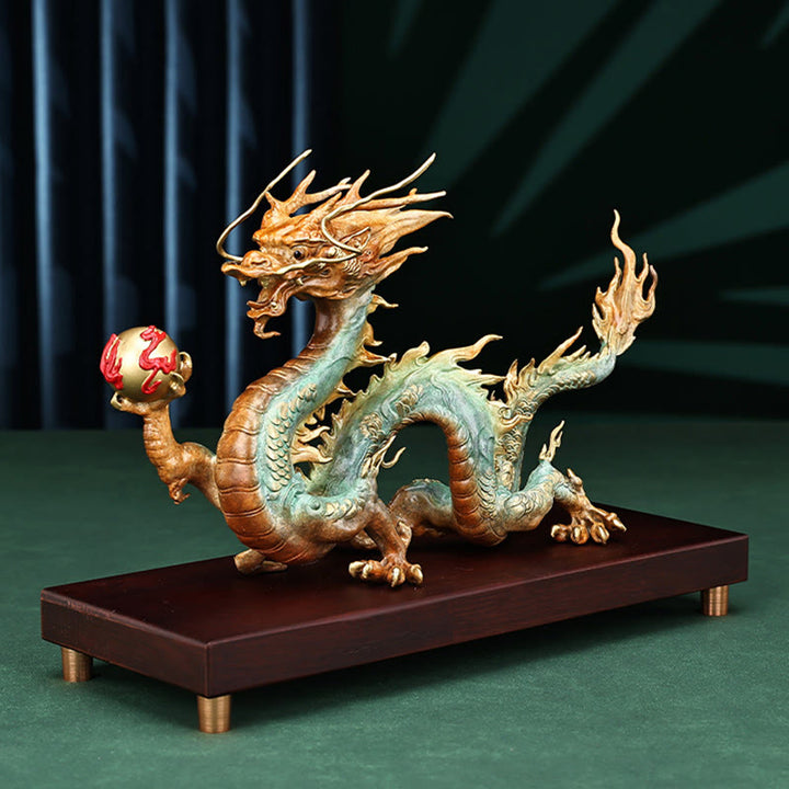 Buddha Stones Année du Dragon Dragon de Bon augure Laiton Cuivre Chance Succès Décoration de Bureau
