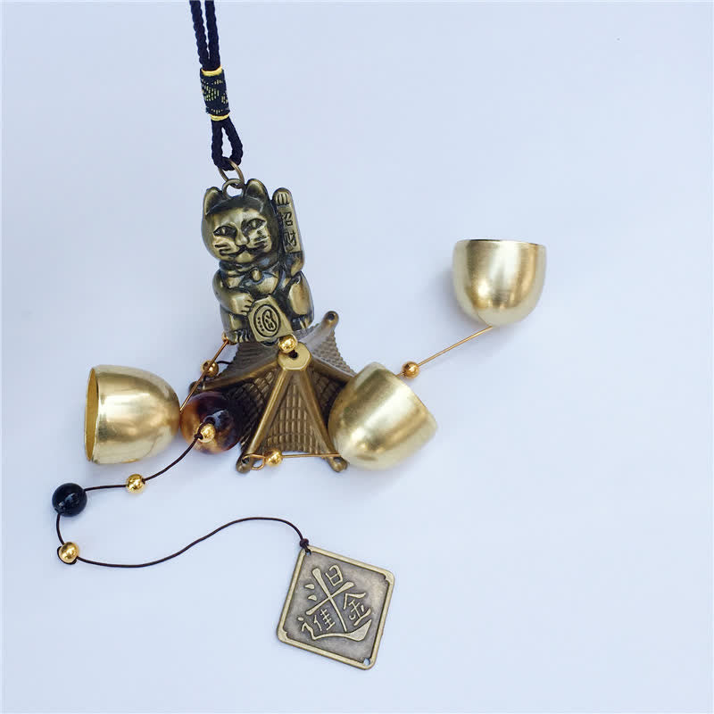 Cloche de carillon murale en cuivre pour chat porte-bonheur, décoration d'intérieur faite à la main - image 5