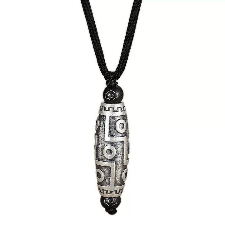 Collier pendentif en cuivre avec perles dzi à neuf yeux en Buddha Stones du Tibet, nuages de bon augure et de richesse