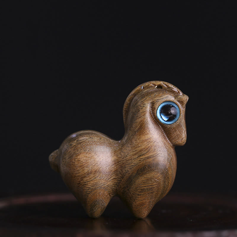 Buddha Stones Petite Feuille Bois de Santal Rouge Bois de Santal Vert Mini Cheval Porte-Bonheur Protection Décoration