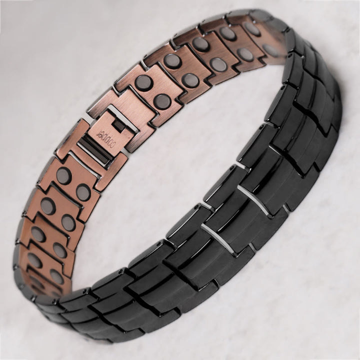 Bracelet manchette magnétique vintage en cuivre massif