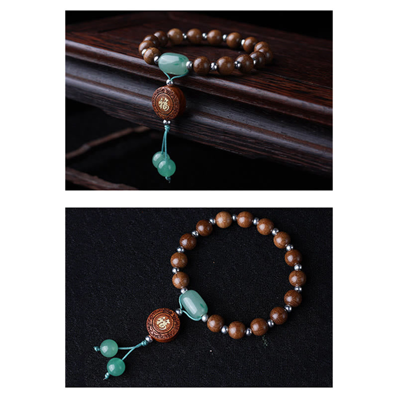 Bracelet de protection du bonheur en bois d'Abelia Biflora