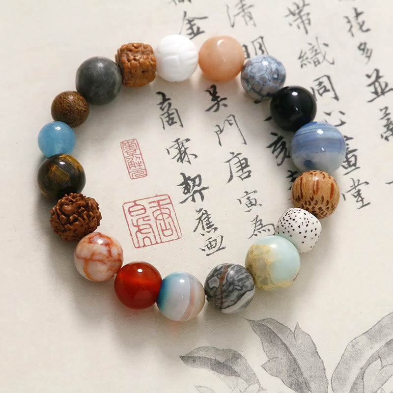 Bracelet en pierre de cristal de graine de Bodhi naturelle en agate de Buddha Stones pour éloigner les mauvais esprits