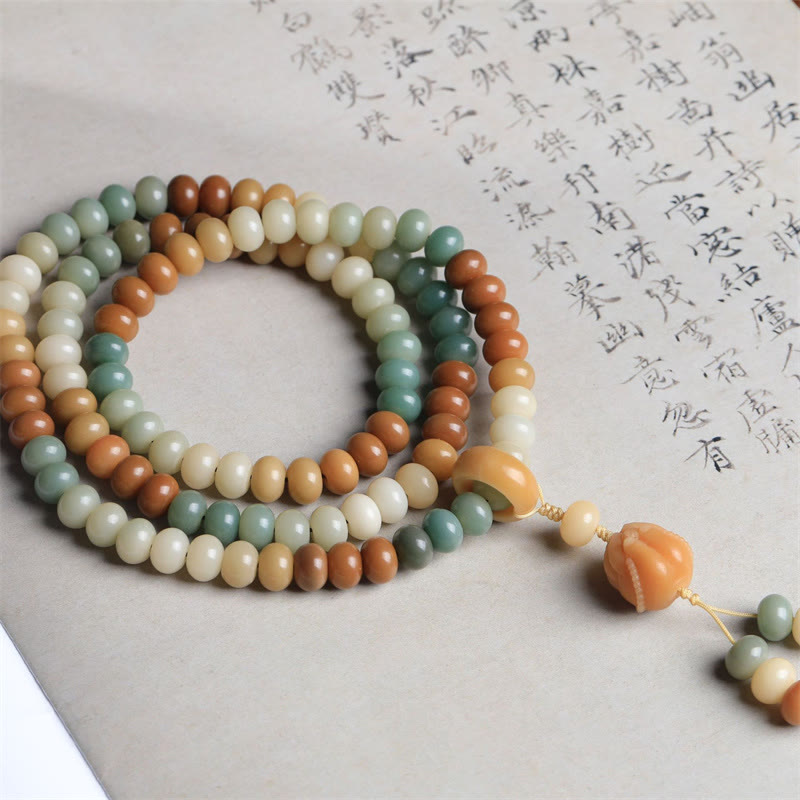 Bracelet de paix gravé à la main Buddha Stones 108 perles Mala dégradées Bodhi Seed Bouddha - image 2