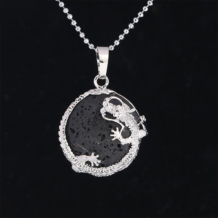Collier pendentif en cristal de quartz naturel avec énergie de guérison et dragon chinois en Buddha Stones