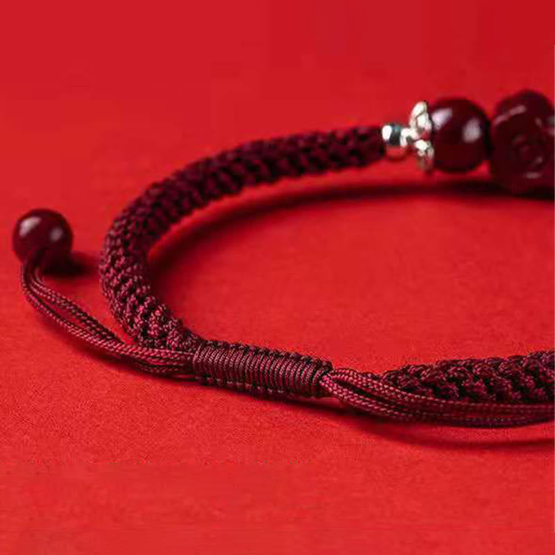 Bracelet tressé PiXiu Cinabre Fait Main par Buddha Stones
