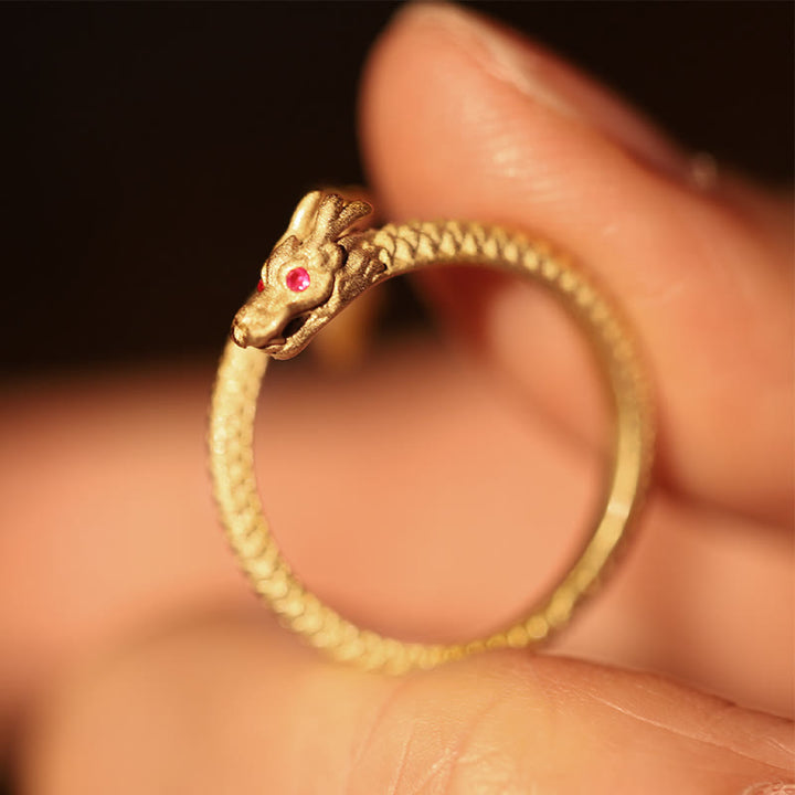 Bague ajustable en argent sterling 925 Buddha Stones , vintage, année du dragon, protection, force