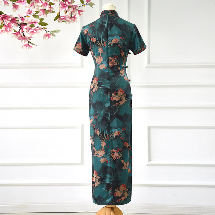 Robe Qipao à imprimé floral rose vintage Buddha Stones pour femme - image 2