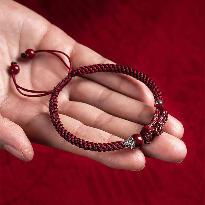 Bracelet tressé PiXiu Cinabre Fait Main par Buddha Stones