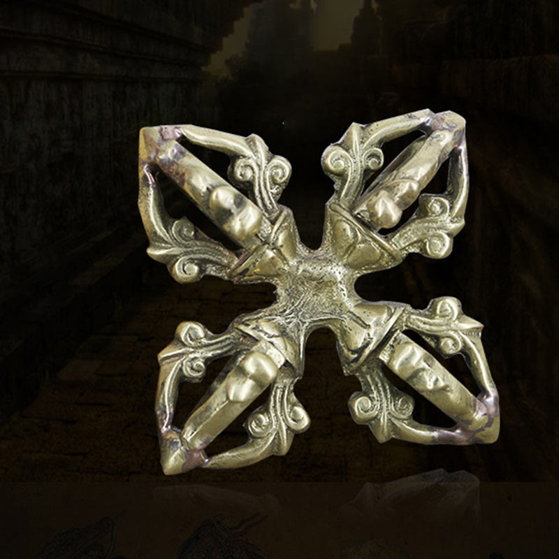 Vajra double Dorje à 5 griffes en cuivre fait main au Népal