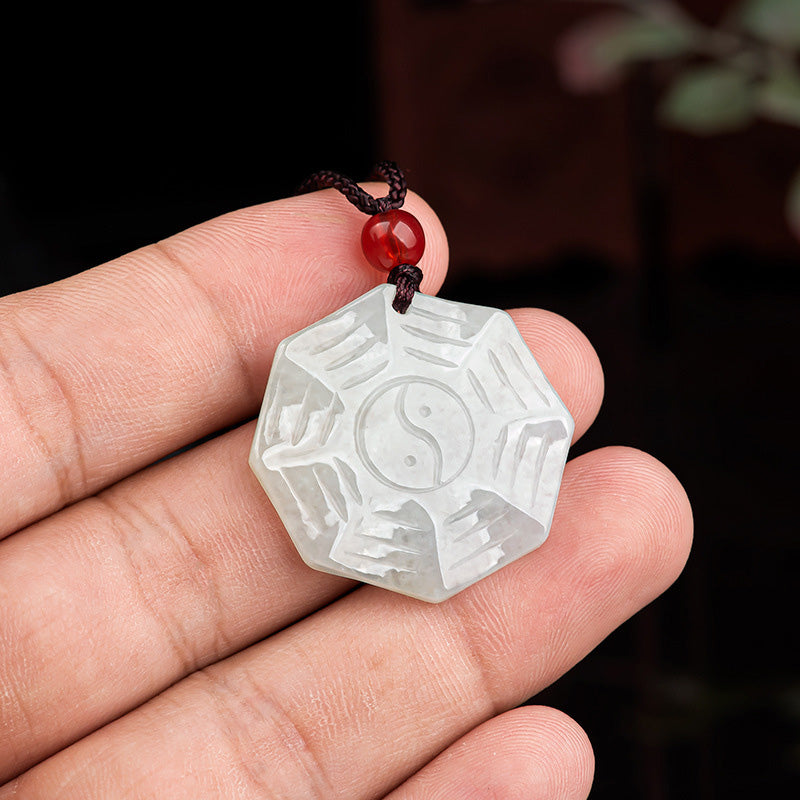 Pendentif collier porte-bonheur en Jade naturel Bagua Yin Yang - image 4