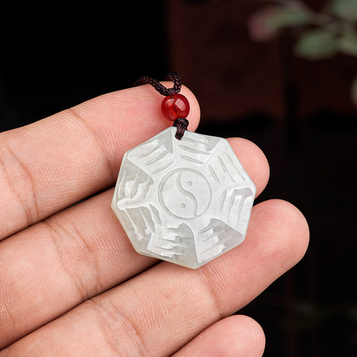 Pendentif collier porte-bonheur en Jade naturel Bagua Yin Yang - image 4