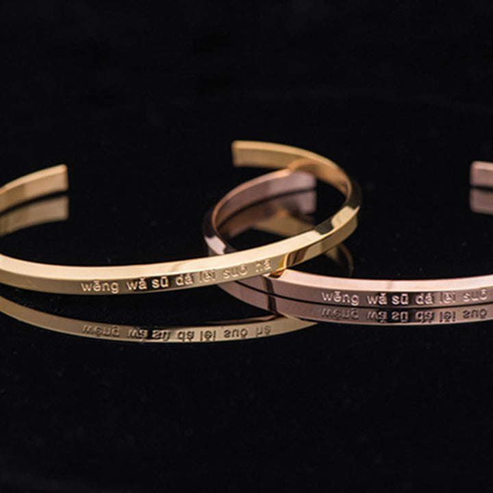 Bracelet de protection et de bénédiction en acier titane gravé avec six mots vrais de Buddha Stones