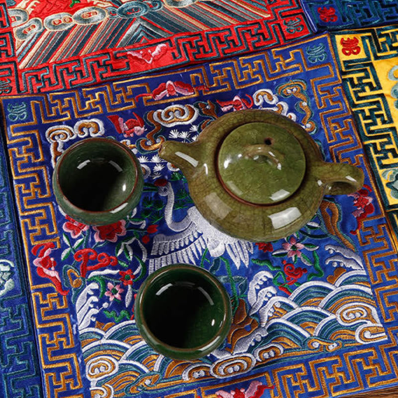 Buddha Stones Pierres Grue Phénix Dragon Kirin Dessous de verre carré Kung Fu