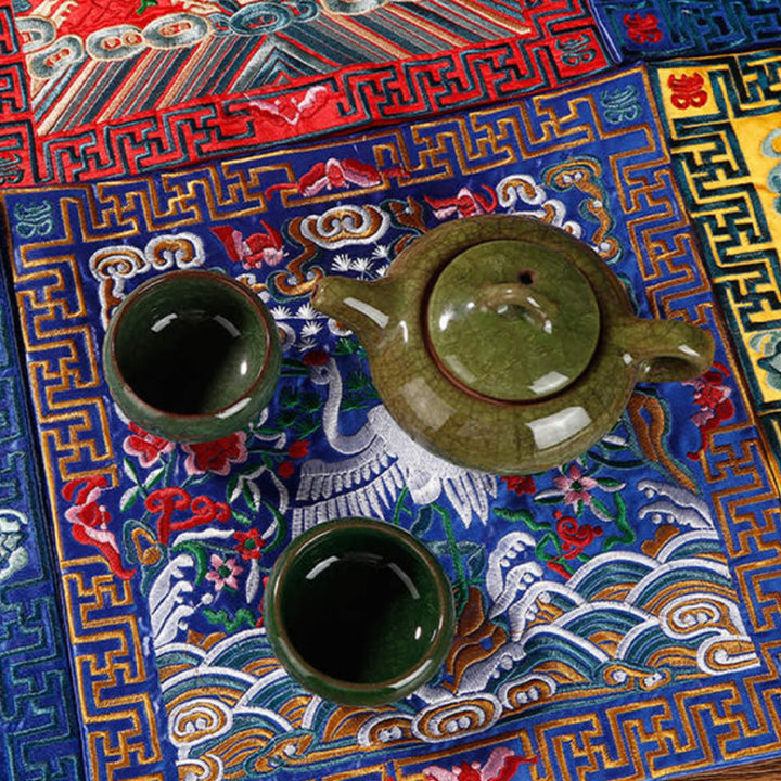 Buddha Stones Pierres Grue Phénix Dragon Kirin Dessous de verre carré Kung Fu
