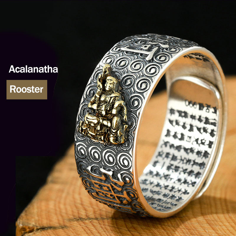 Bague ajustable Buddha Stones du zodiaque chinois Natal Bouddha Richesse Chance