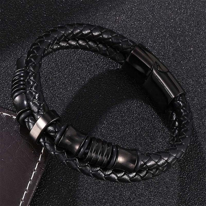 Bracelet porte-bonheur en cuir tressé à plusieurs couches avec Buddha Stones