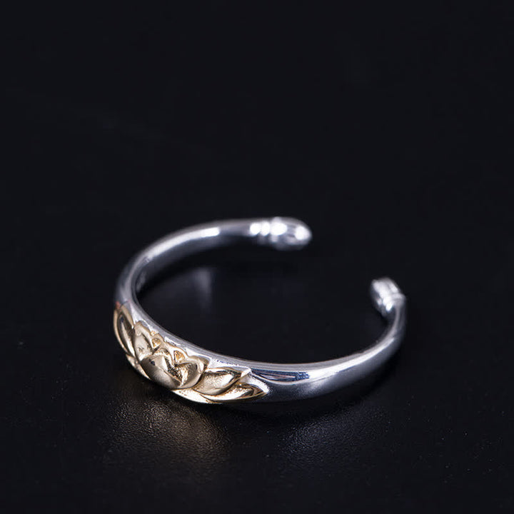 Bague en argent sterling 925 avec Buddha Stones et fleur de lotus