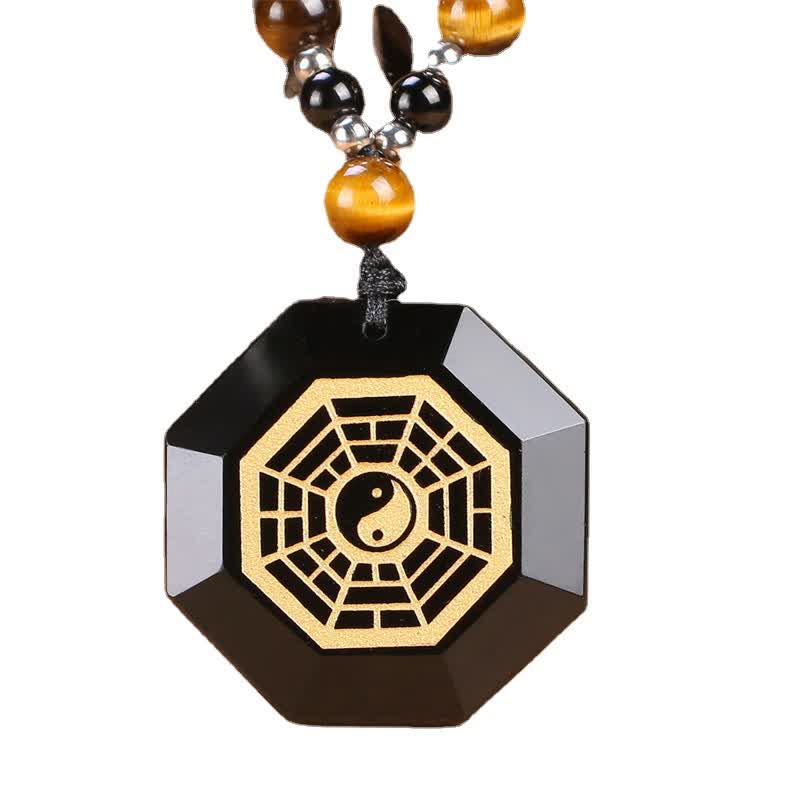 Collier avec pendentif en perles de purification en obsidienne noire Bagua Yin Yang - image 8