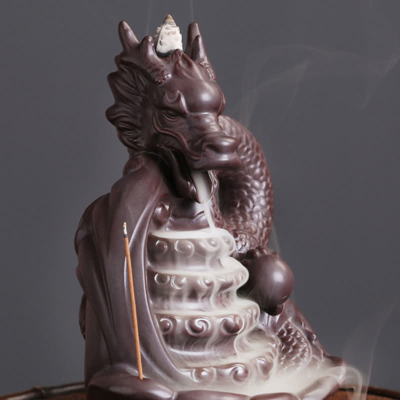 Brûleur d'encens en céramique à motif de dragon