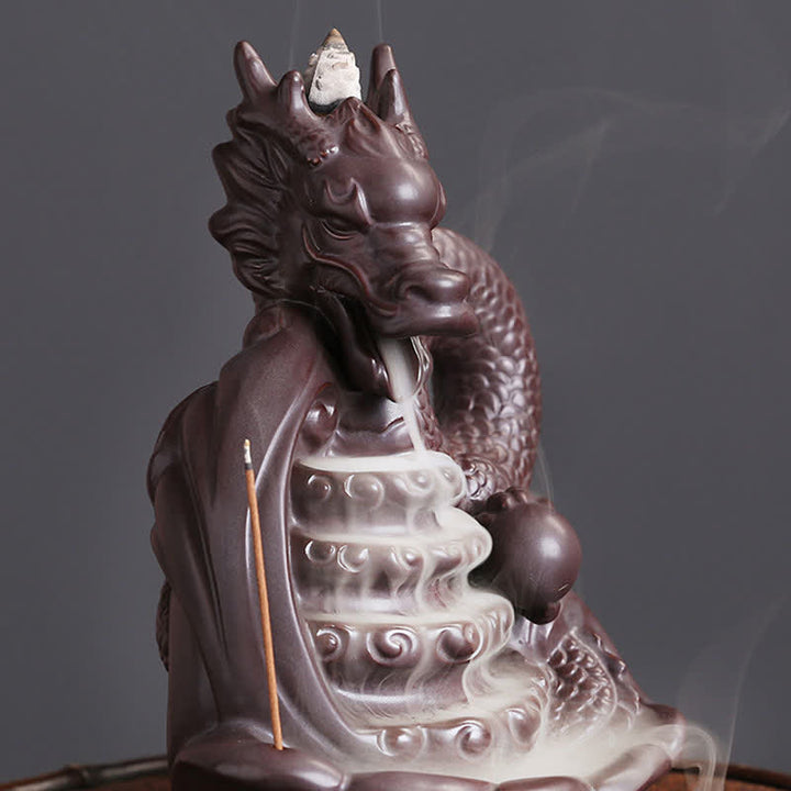 Brûleur d'encens en céramique à motif de dragon