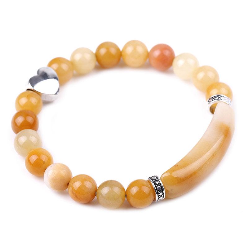Bracelet unisexe en forme de cœur avec perles en cristal naturel