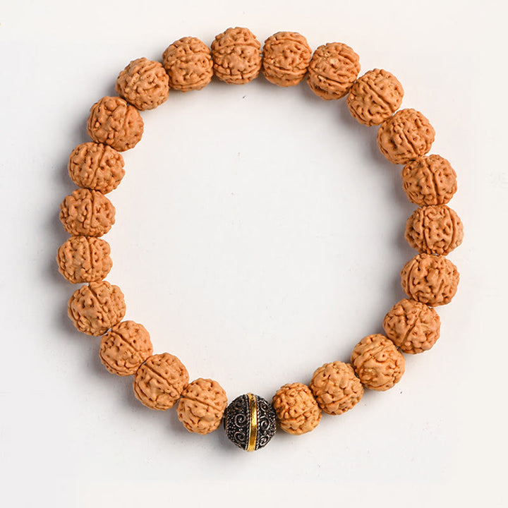 Bracelet de richesse et de bon augure en Buddha Stones tibétaines Rudraksha Bodhi Seed