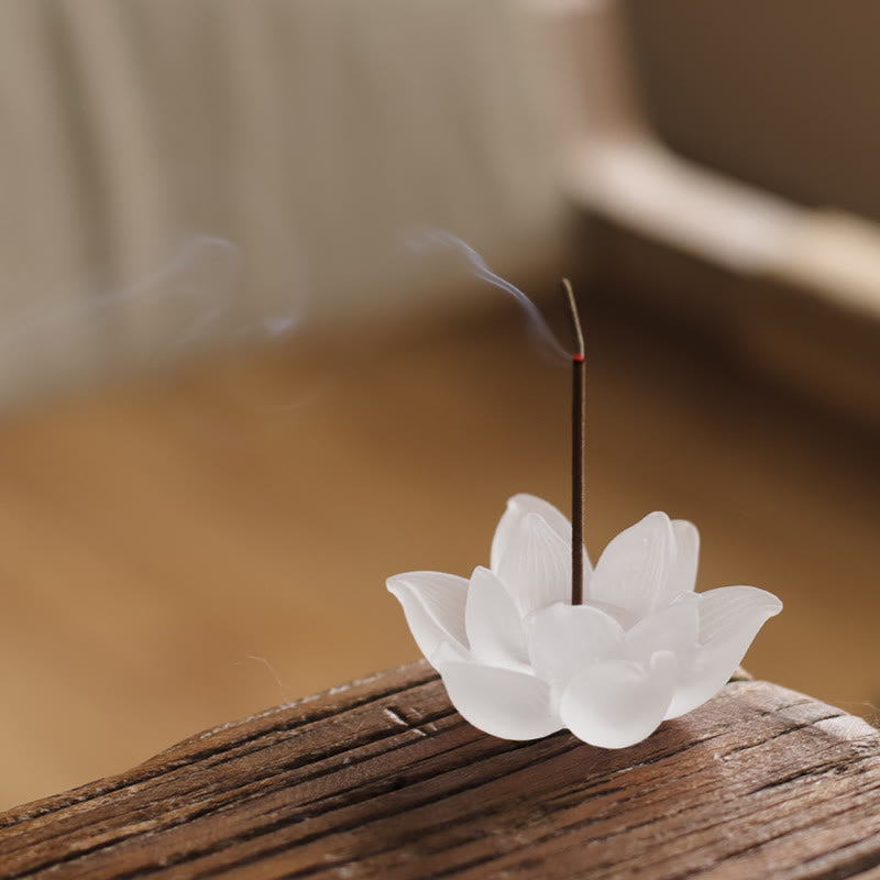 Brûle-encens en forme de bâton de méditation et de guérison en cristal Lotus Liuli de Buddha Stones - image 1