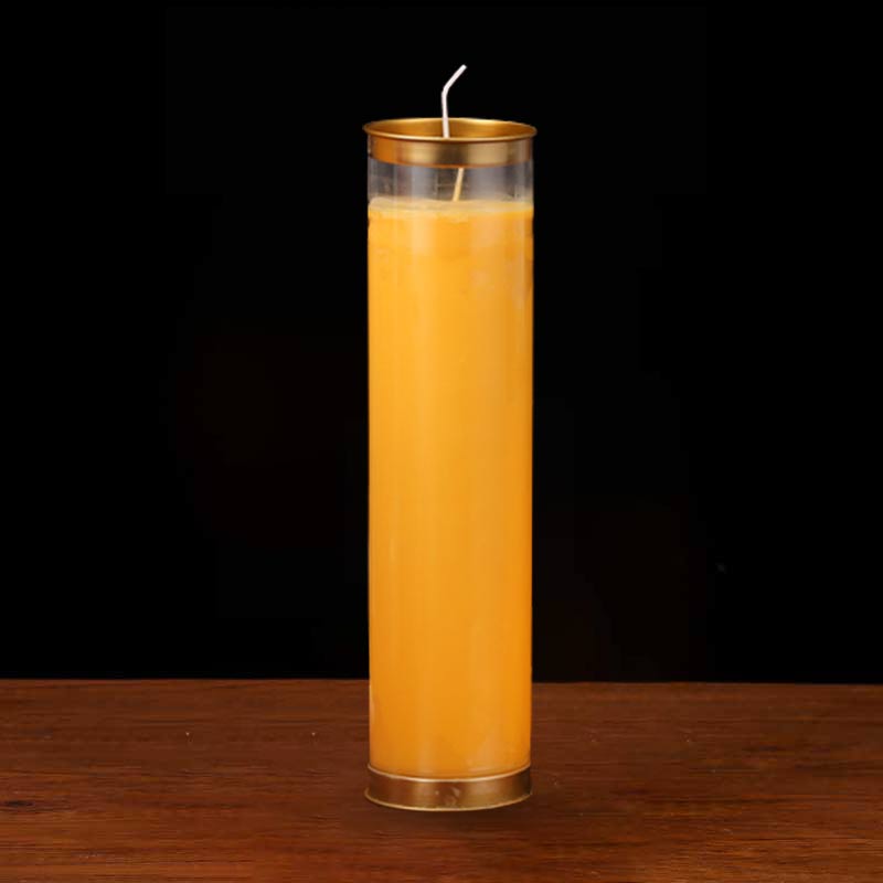 Bougie d'autel de prière de méditation Objets d'utilisation pour rituels de temple bouddhiste - Jaune - Grand (7 jours) - image 16