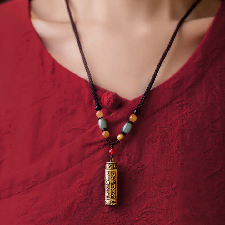 Buddhastoneshop Tibet Om Mani Padme Hum Agate Shurangama Sutra Protection Collier Pendentif - image 6