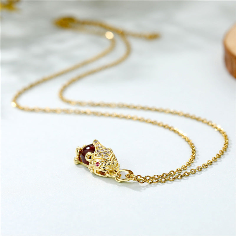 Collier de fortune Pixiu en Buddha Stones et grenat naturel - image 4
