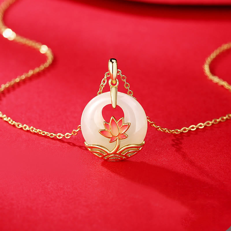 Buddha Stones en argent sterling 925 et jade blanc Hetian avec fleur de lotus et bénédiction - image 3