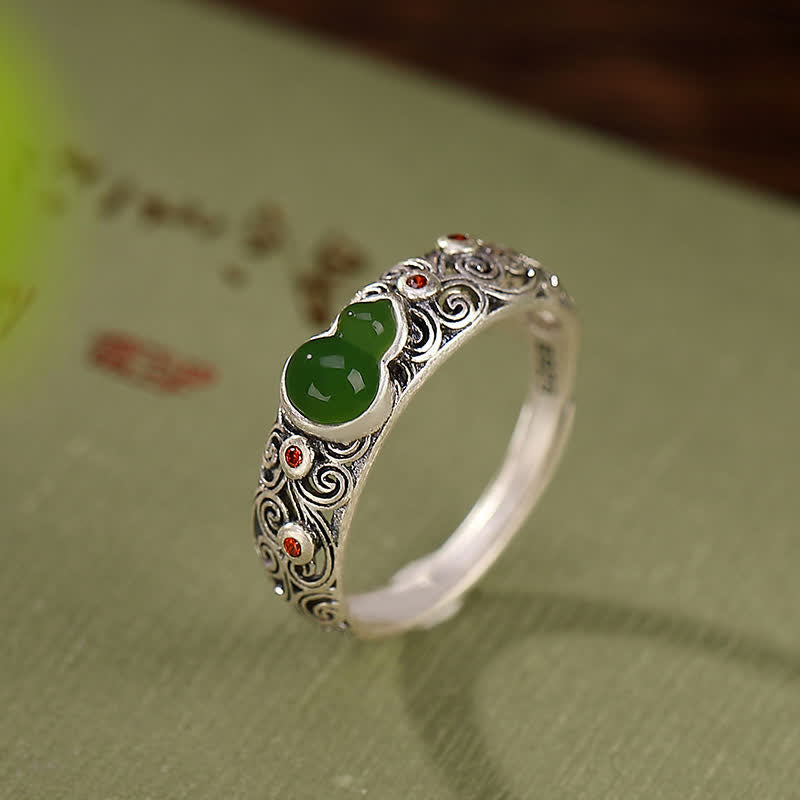 Bague de bénédiction en argent sterling 925 avec agate rouge et jade cyan - Jade Cyan (Succès ♥ Guérison) - image 5