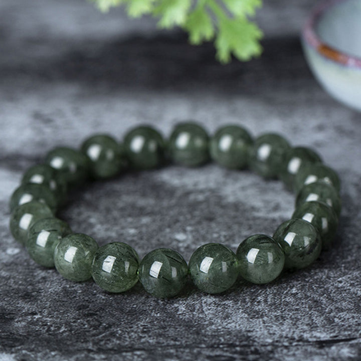 Bracelet de bénédiction et de richesse en cristal vert naturel Buddha Stones