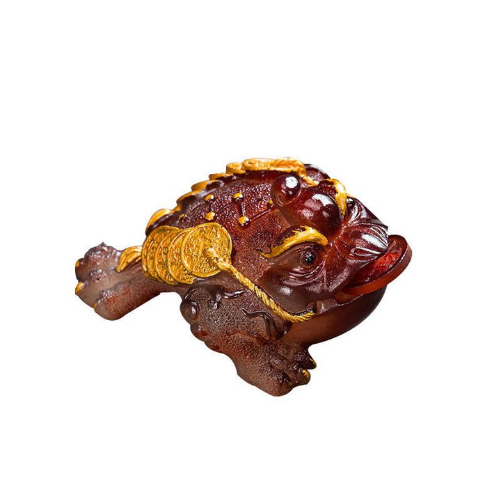 Buddha Stones changeantes de couleur FengShui richesse grenouille porte-bonheur pièce de cuivre thé animal de compagnie figurine en résine décoration