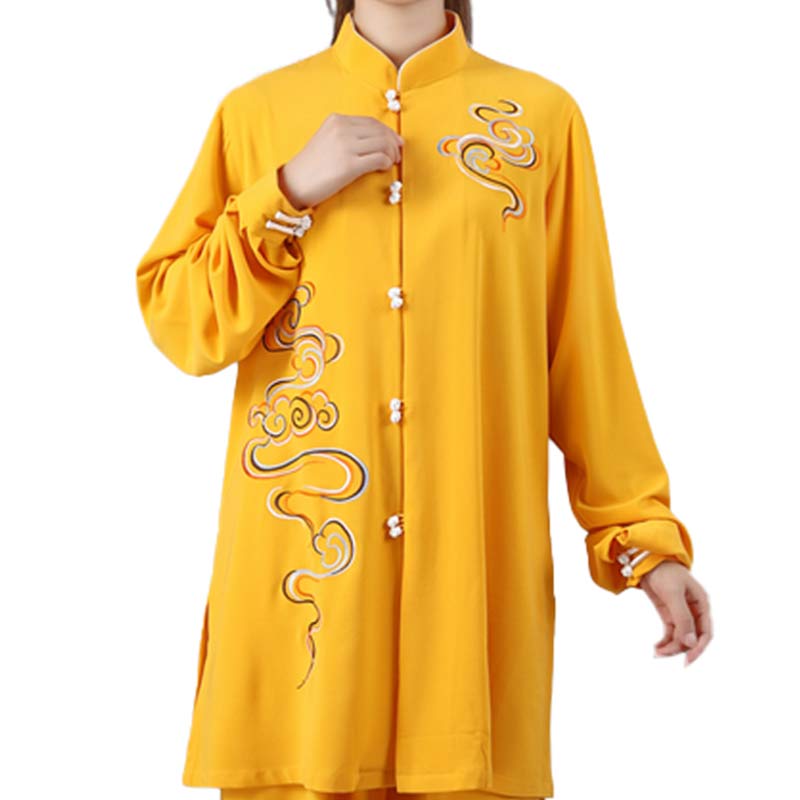 Ensemble de vêtements unisexe avec broderie de Buddha Stones et nuages de bon augure, méditation, prière, spirituel, zen, tai-chi, qigong
