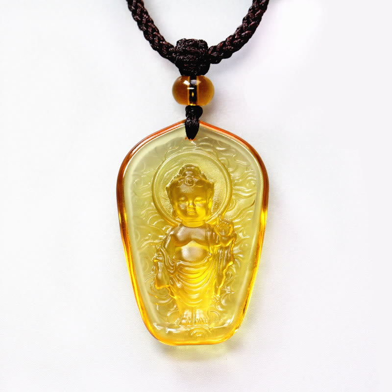 Collier avec pendentif en cristal de sérénité Bouddha Buddha Stones Liuli - Bouddha jaune - image 4