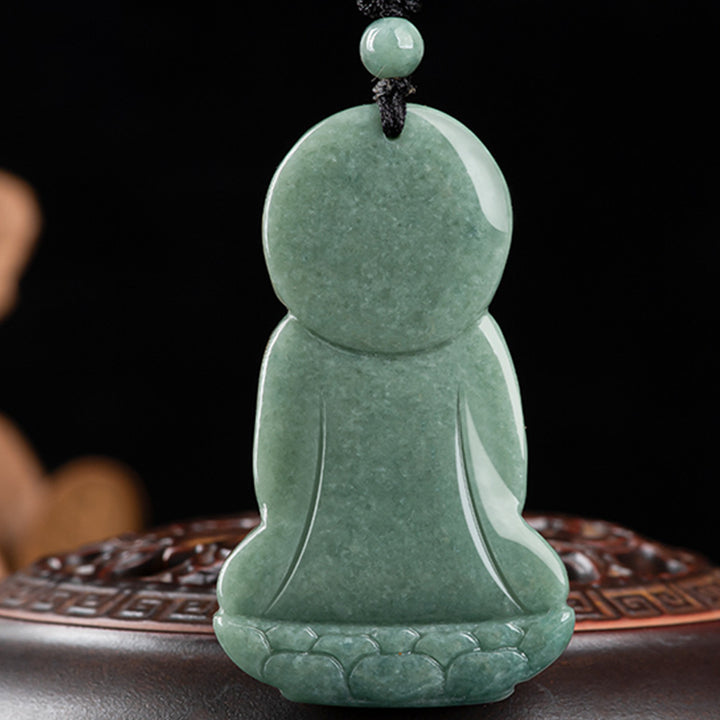 Collier en cordon de compassion avec amulette en jade Bouddha Amitabha et Buddha Stones