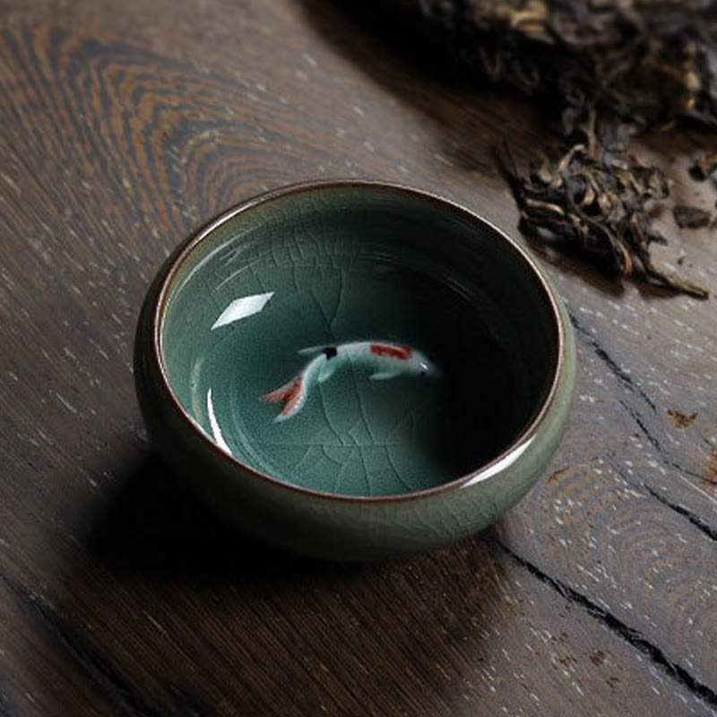 Buddha Stones Poisson Koi Coloré Tasse à Thé en Céramique Tasse à Thé Kung Fu Bol