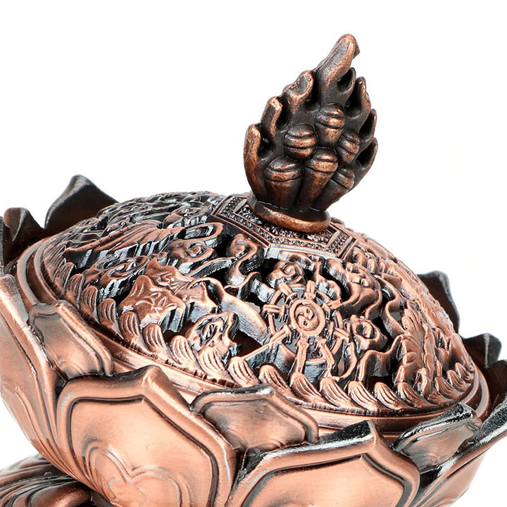 Brûleur d'encens purificateur en forme de lotus tibétain en Buddha Stones
