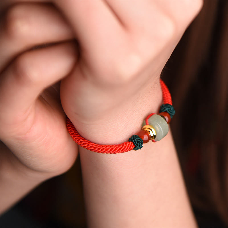 Bracelet porte-bonheur tressé en aventurine verte tibétaine avec Buddha Stones