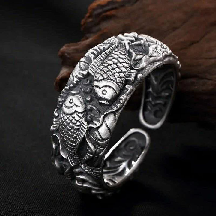 Buddha Stones Buddha Stones Poisson Koi Lotus Bracelet Chance Richesse