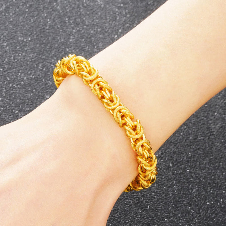 Bracelet de protection à double tête de dragon plaqué or 24 carats de Buddha Stones